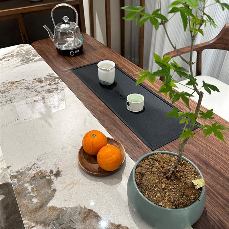 阳台茶桌现代简约家用实木茶桌小型空间休闲岩板茶桌泡茶桌椅组合