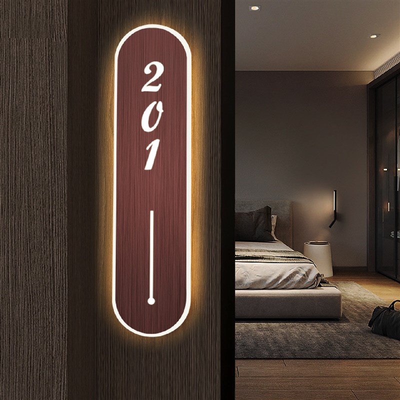 不锈钢酒店发光门牌定制美容会所饭店包间号码牌创意轻奢包批