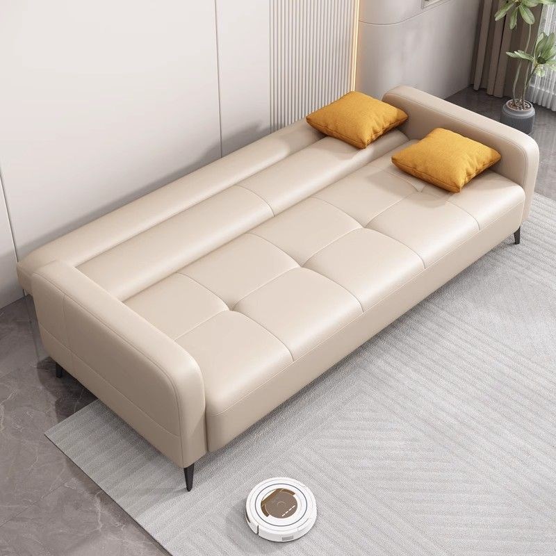 简约现代猫爪皮沙发小户型客厅布艺沙发床可折叠两用多功能出租房