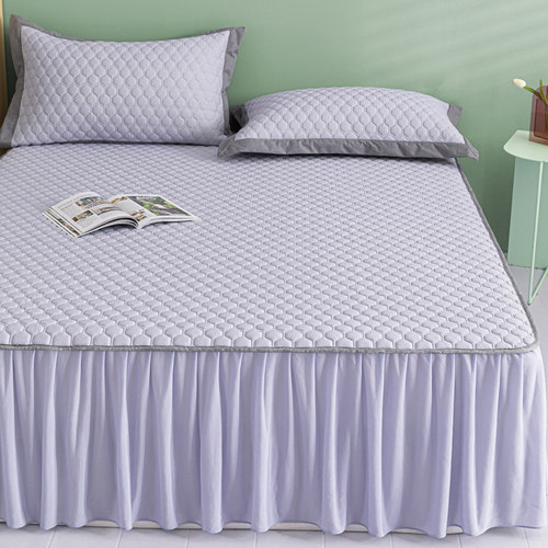 乳胶凉席三件套夏季可水洗冰丝席子纯色床裙款可折叠床笠空调软席