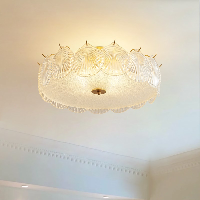 法式奶油b风全铜吸顶灯现代轻奢卧室灯温馨浪漫主卧室吊灯简约大