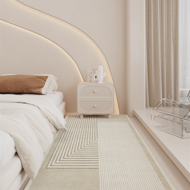 暖色地毯卧室奶油风房间床边毯侘寂风客厅茶几R毯短绒主卧床前地