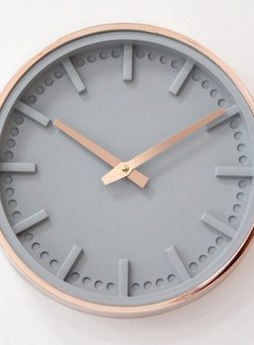 客厅静音卧室挂表12寸钟表时钟北欧玫瑰金灰色立体刻度数字挂钟