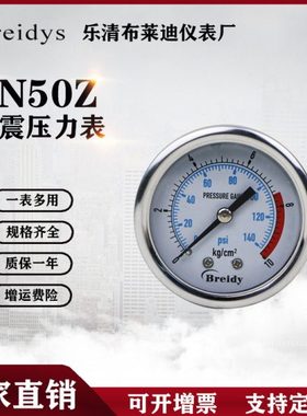 压力表YN50Z轴向耐震不锈钢压力表0-1.6mpa水压气压洗车机表25mpa