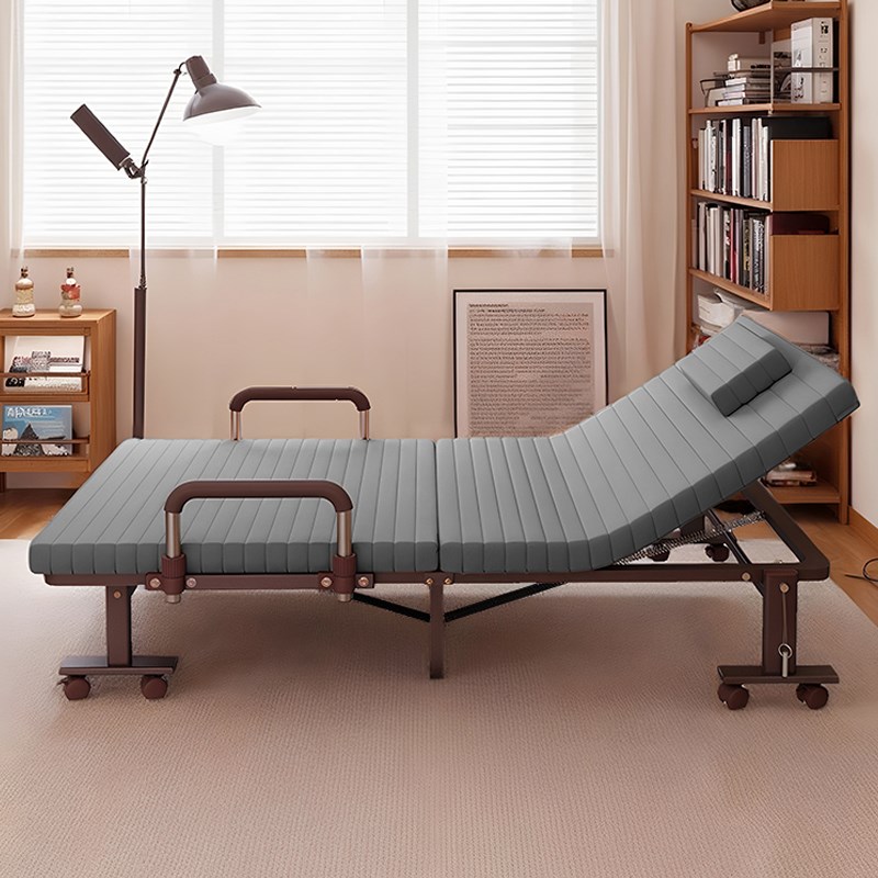 折叠床免安装加高单人办公室午休加厚G床垫带扶手不占空间折叠轻