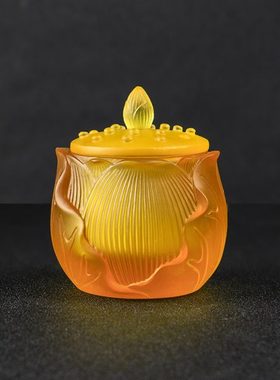 古法琉璃供水杯 莲花供杯 贡水杯 大悲水 净水杯