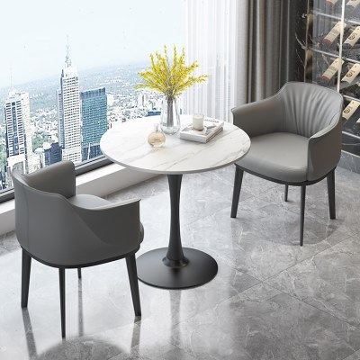 简约售楼处商务会客洽谈接待桌椅组合酒店阳台家用岩板休闲小圆桌,商业/办公家具,商用休息区家具,淘宝优惠券,粉丝福利购,淘宝优惠卷