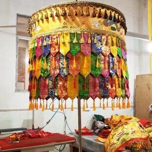 福慧佛具布艺装饰大殿法会焰口禅修绣品黄龙伞华盖1米百叶黄龙伞