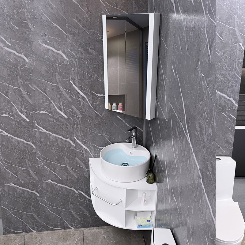 卫生间三角转角PVC浴室柜墙角洗手洗面盆洗脸圆形陶瓷盆55和50cm