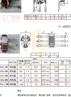 大功率T50*65*30非晶纳米晶磁环y三相共模滤波电感75200A 175m