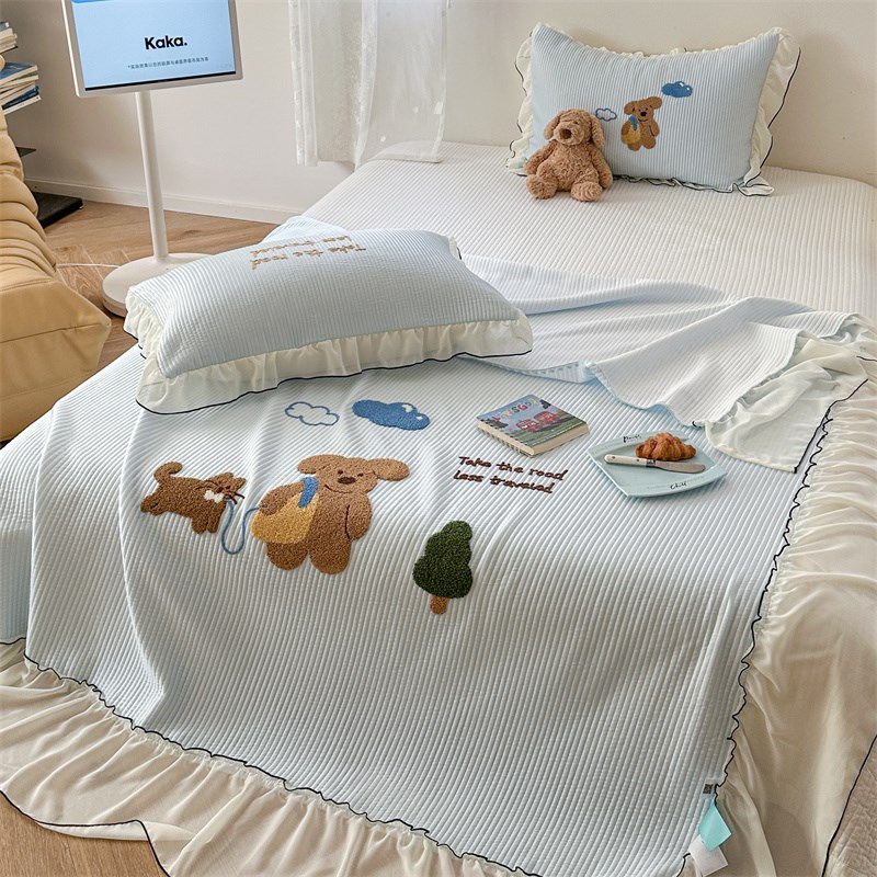 夏季超软糯冰豆豆凉感丝凉席三件套床笠仙M女床裙边裸睡空调软席