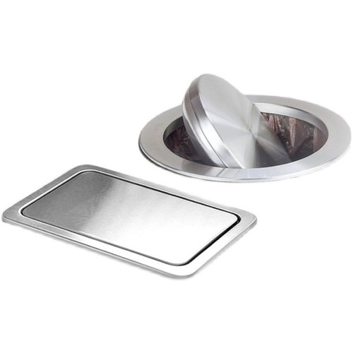 家用厨房垃圾桶盖子挂桶不锈钢y台面摇盖卫生间嵌入桌面带盖圆形