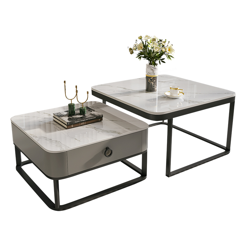 方形玻璃茶几岩板高级艺t术感客厅家用简约创意小户型轻奢现代茶