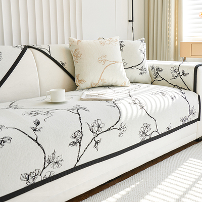 直排四人位皮沙发垫新款2024四季通用高档靠背盖巾防滑套罩防灰尘