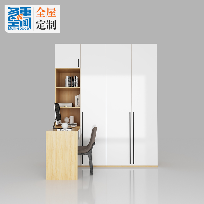 多重空间定制实木转角衣帽间L型衣柜梳妆台一体组合整体简约卧室