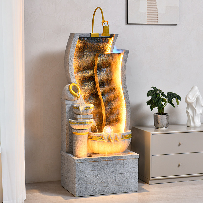 欧式流水喷泉客厅加湿器玄关落地摆件招财室内轻奢循环水景观装饰