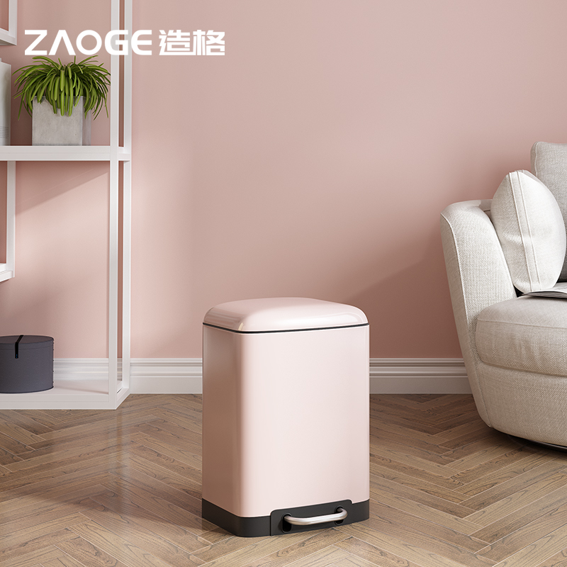 不锈钢脚踏式垃圾桶 家用客厅卧室有盖带盖 欧式长方形厨房卫生间