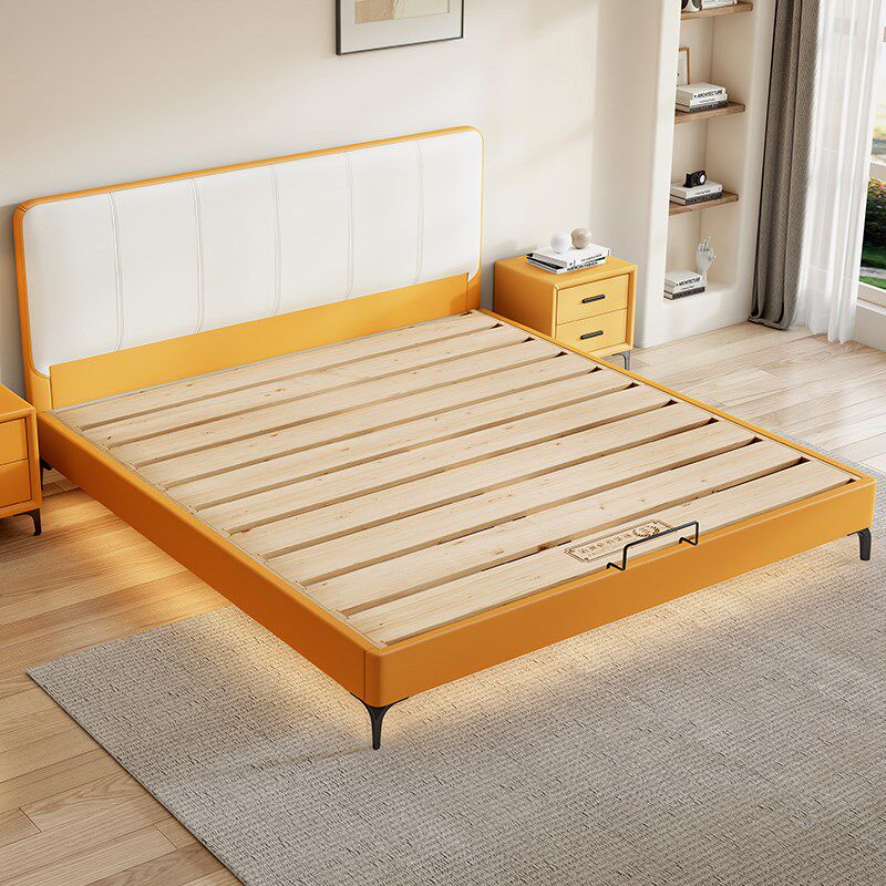 全实木薄床头软包拼色静音床燕尾榫工艺加宽加厚排骨架可支持定制
