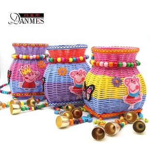 新款云南民族工艺彩虹小背篓 七彩撞色儿童小背篼 室内墙面挂饰