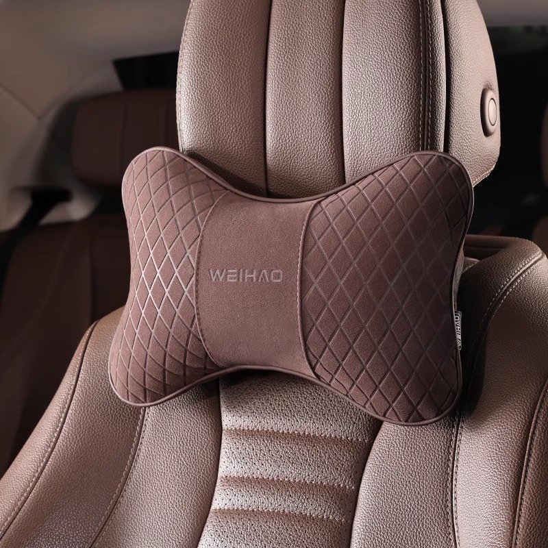 汽车头枕车内座椅护颈枕车内用品翻毛皮记忆棉舒适四季通用头靠枕