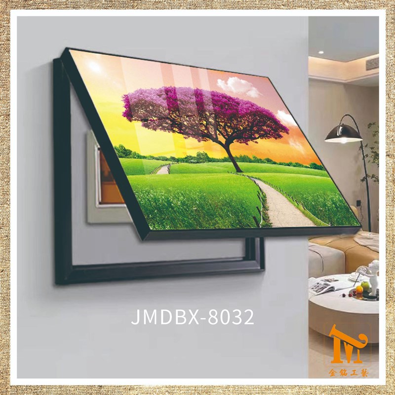电表箱装饰画可推拉翻盖免打孔现代轻H奢遮挡箱客厅挂画壁画开关