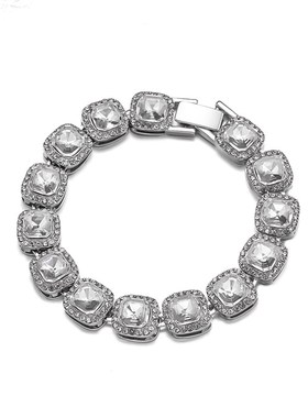 欧美个性满钻冰糖心古巴手链男女 小众设计K感ins几何嘻哈手饰