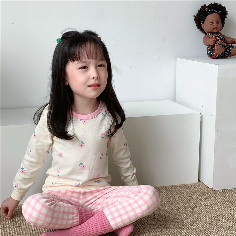 儿童无骨秋衣秋裤套装可爱卡通秋冬季纯棉M睡衣宝宝韩版内衣家居