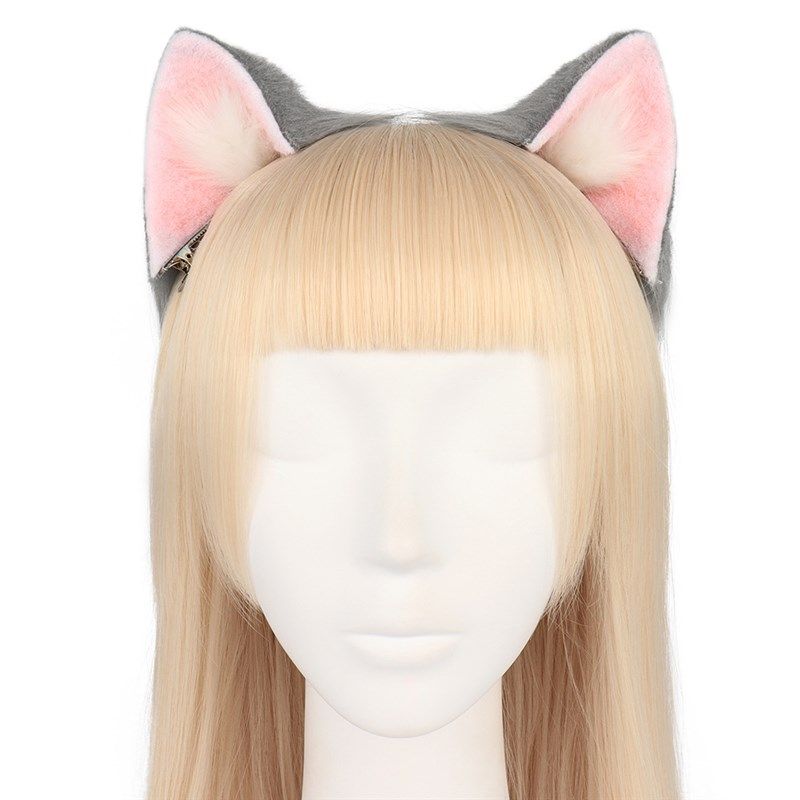 手作兽耳菲奇子猫耳发夹kc洛丽塔小物L边夹仿真可爱猫耳头饰