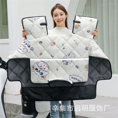 电动车挡风被冬季加绒加厚加大防水保暖加宽特厚T防风护脖冬款四