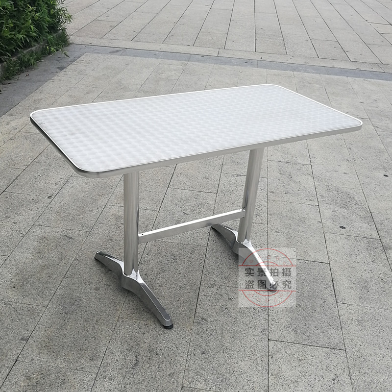 阳台长条桌1.2米聚餐桌铝脚快餐桌 不锈钢面长方桌餐饮连锁店餐台
