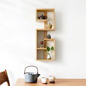 新中式 茶室搁板书房墙面置物架茶具收纳架中式 禅意空间挂墙陈设架