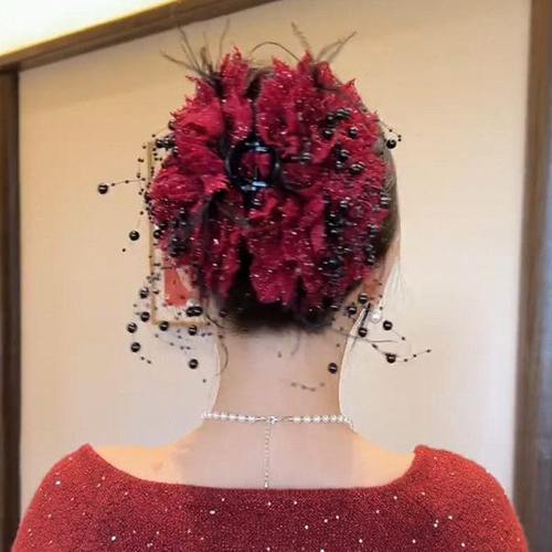 头饰复古港花朵发量抓夹夹显发夹百搭韩式网红大版鲨鱼时尚风亮闪