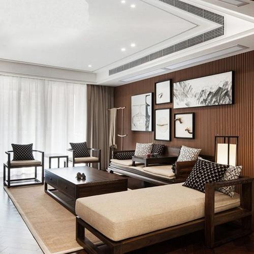 新中式沙发禅意实木布艺沙发组合客厅售楼处样板房别墅办公家具