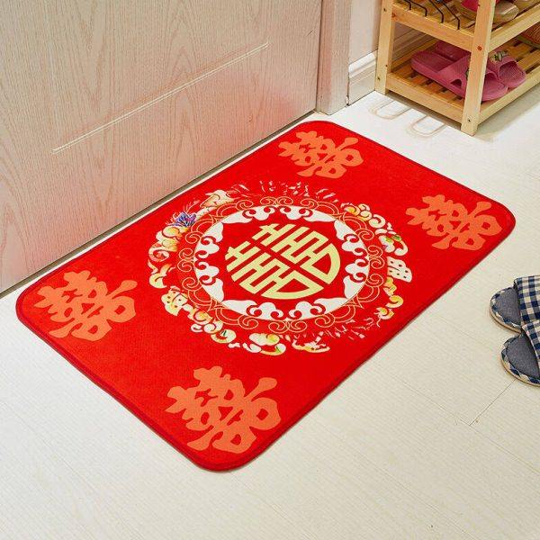 桔梗谣结婚地垫结婚用品男方大全婚房装饰喜字垫房门家用地毯入门