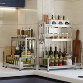 304不锈钢厨房调料置物架刀架调味品油盐酱醋收纳架子台面储物架