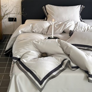 轻奢风100S天丝棉四件套凉感E冰丝被套床单笠床上用品高级 春夏季