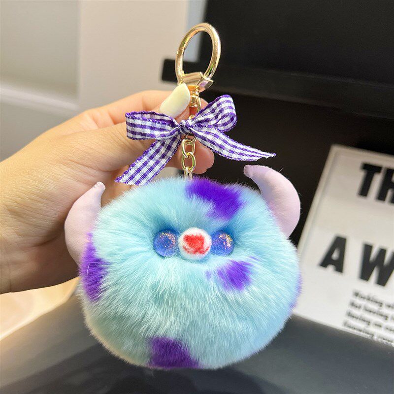 獭兔毛小恶魔毛怪大眼仔汽u车钥匙扣挂件可爱毛球卡通包包挂饰礼