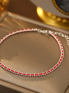 S925银新年编织红绳手链女本命年轻奢幸运手绳Y手饰闺蜜礼物