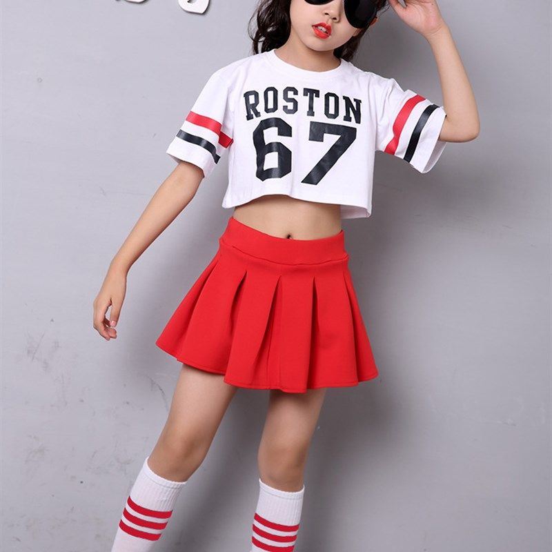 儿童爵士舞演出服装女童嘻哈街舞套F装幼儿啦啦队服健美操表演服