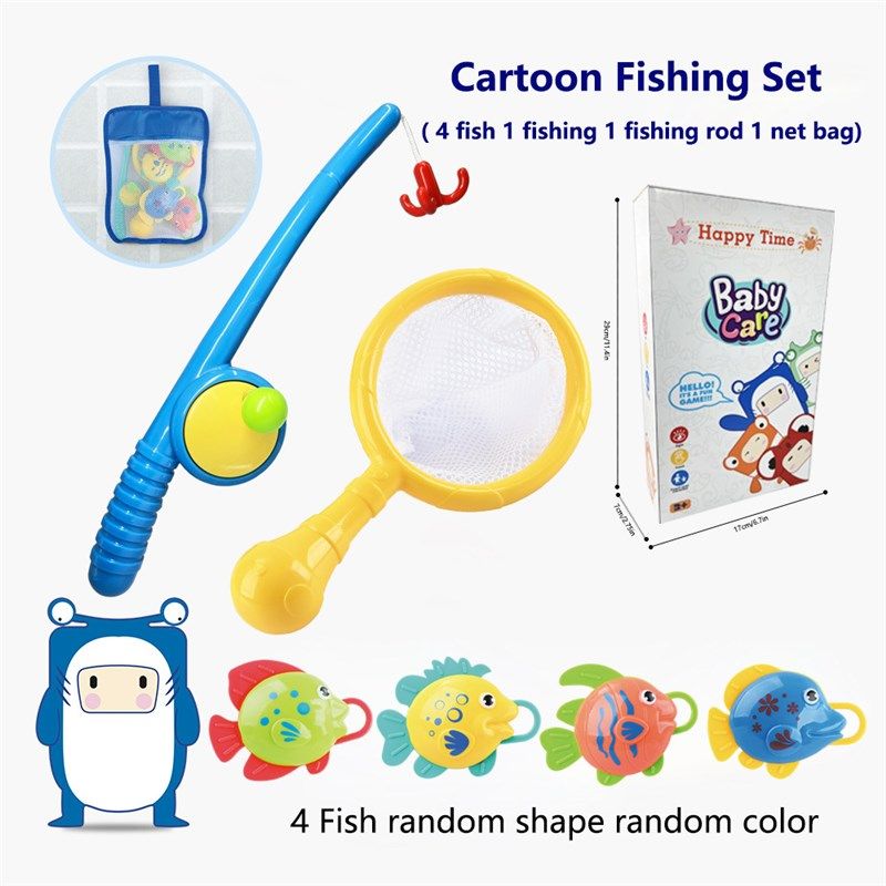 网红宝宝洗澡玩具儿童男孩女w孩婴儿小鱼捞网套装戏水游泳喷水玩