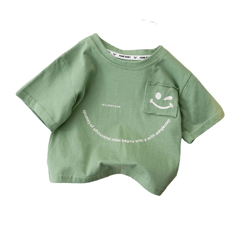 儿童纯棉短袖2024男童夏装纯色上衣宝宝短袖女童圆领Y宽松T恤半袖