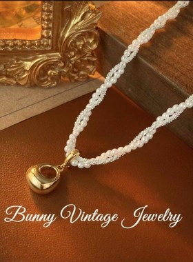 复古双层珍珠项链轻n奢小众设计锁骨链女高级感颈链2024新款