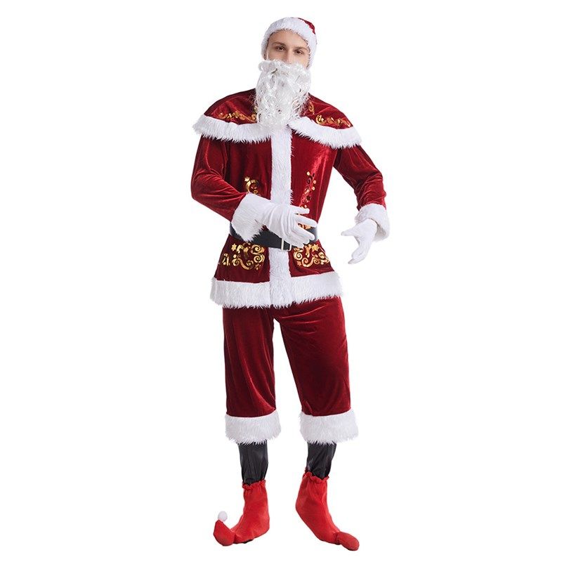 圣诞节ccos服男女款欧美圣诞老人服装公主长裙情侣舞台演出服
