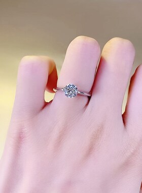 珠宝 2023新款925银戒指一克拉仿真钻豪华满V钻日常派对佩戴