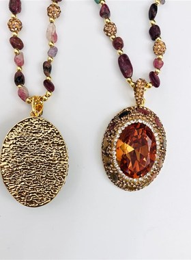 光感变色b苏丹石手工镶钻碧玺项链毛衣链小众设计ins潮厂家直