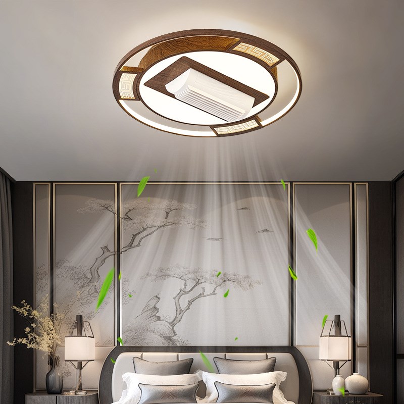 无叶风扇灯新中式客厅极简卧室吸顶风扇灯L全光谱护眼家用灯具套