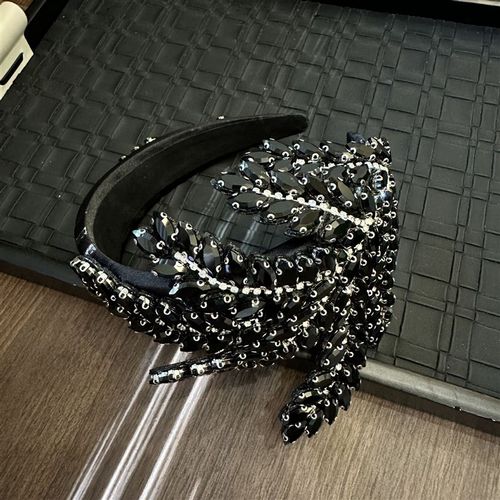 法式个性时尚枫叶满钻发箍轻奢y重工不规则压发发卡时尚新娘头饰