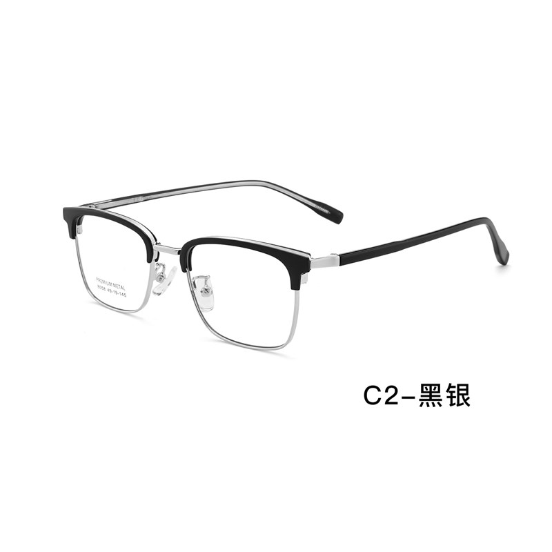 通勤百搭男士小i框眉毛架合金眼镜框轻弹镜腿不夹脸可配度数丹阳