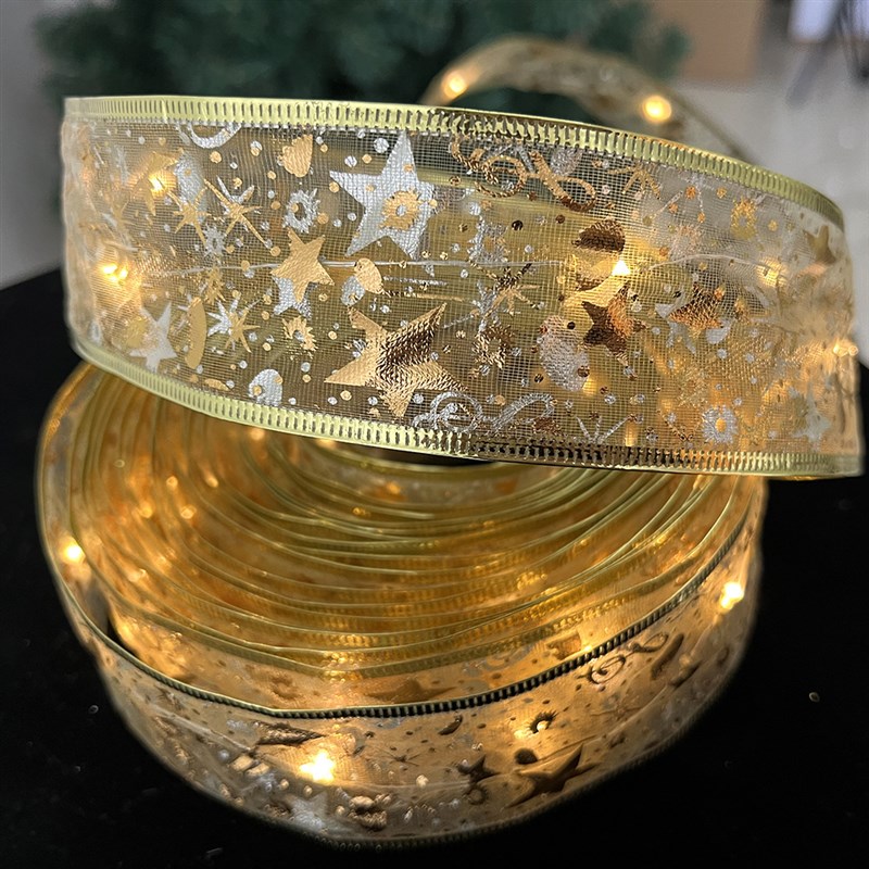 圣诞节装饰亚马逊热销LqED彩灯丝带灯圣诞树挂件挂饰圣诞丝带灯串