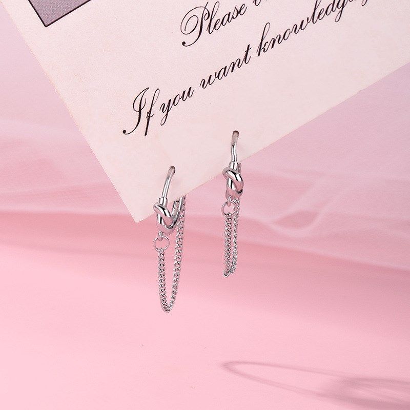 流苏打结耳环女i个性链条耳钉冷淡风耳圈2024年新款潮耳饰代发